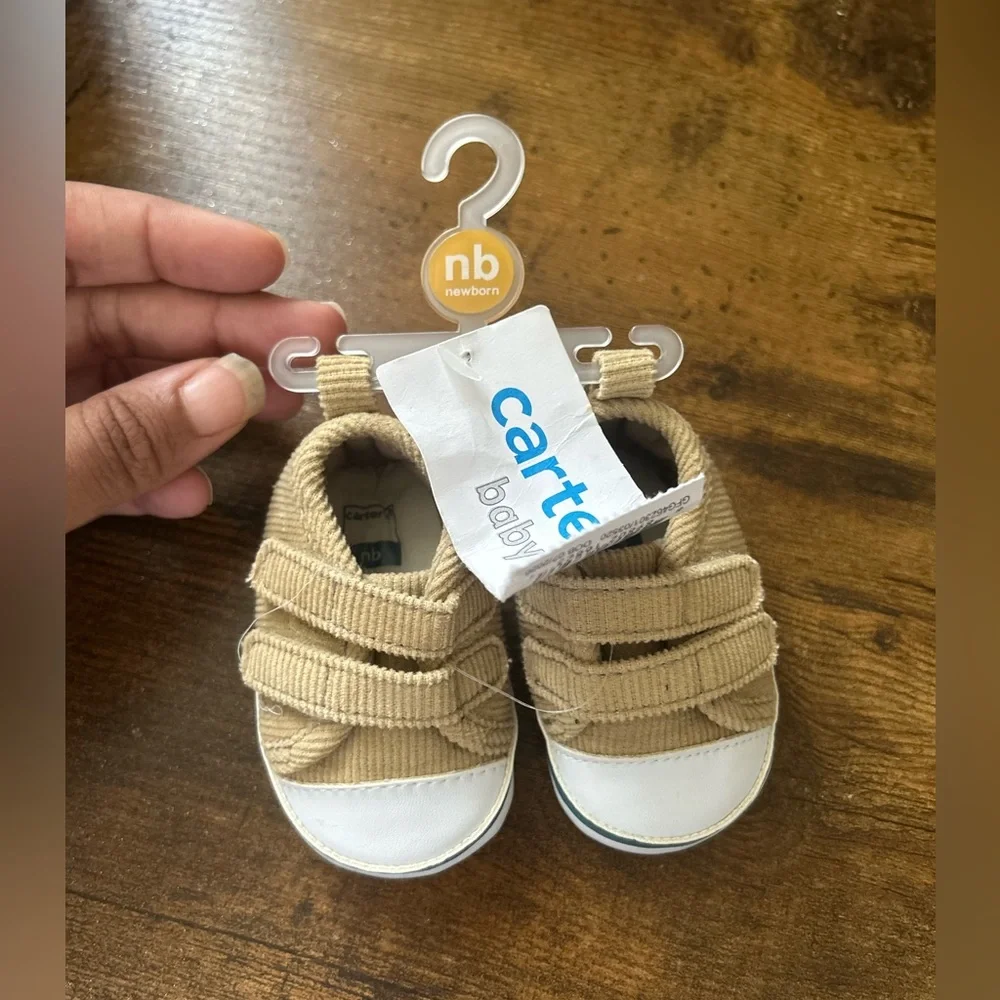 Tan and White Carters Baby Shoes
